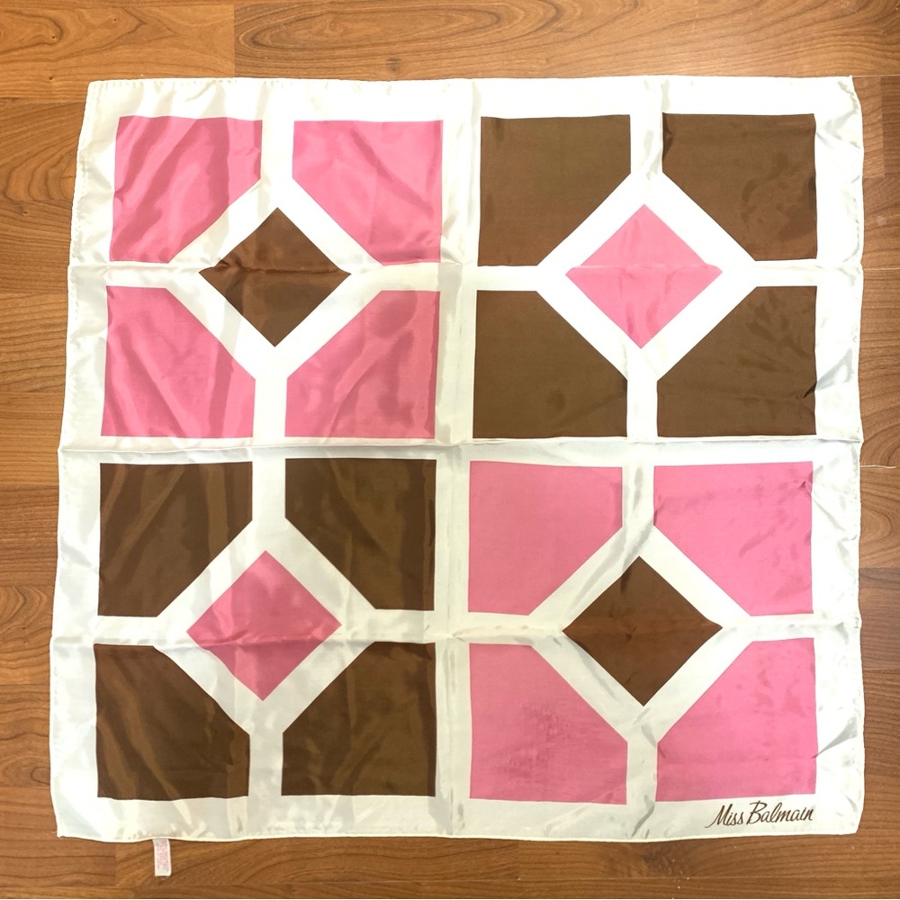 Balmain Pink and Brown Geometric Scarf